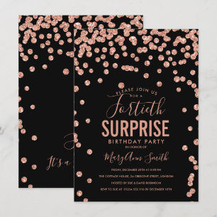 Invitation 40e Anniversaire Surprise Rose Gold Noir