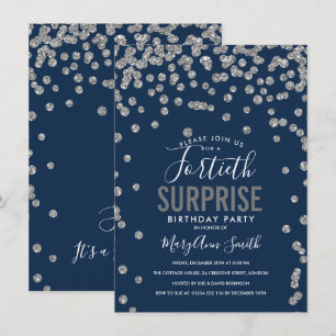Invitation 40e anniversaire surprise Silver Navy