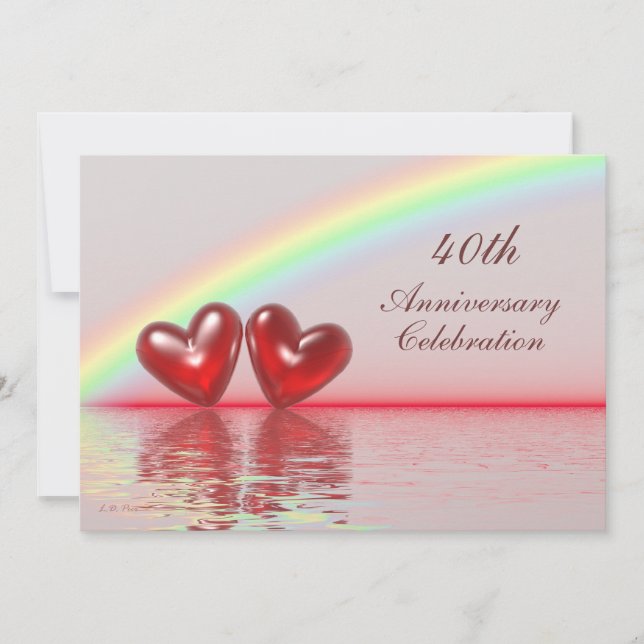 Invitation 40e Anniversary Ruby Hearts (Devant)