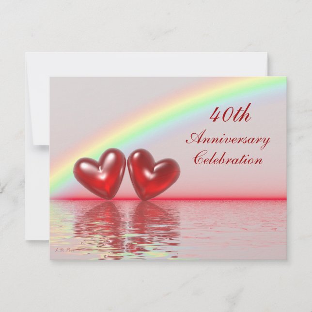 Invitation 40e Anniversary Ruby Hearts (Devant)