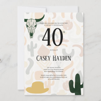 Invitation 40e cactus casquette de cowboy de l'ouest