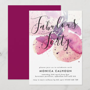 Invitation 40e fête d'anniversaire Berry Watercolor Orchid