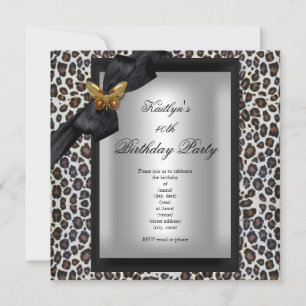 Invitation 40e fête d'anniversaire Cheetah Papillon noir