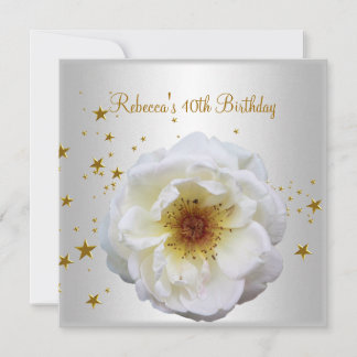 Invitation 40e fête d'anniversaire Elégante Fleur jaune blanc