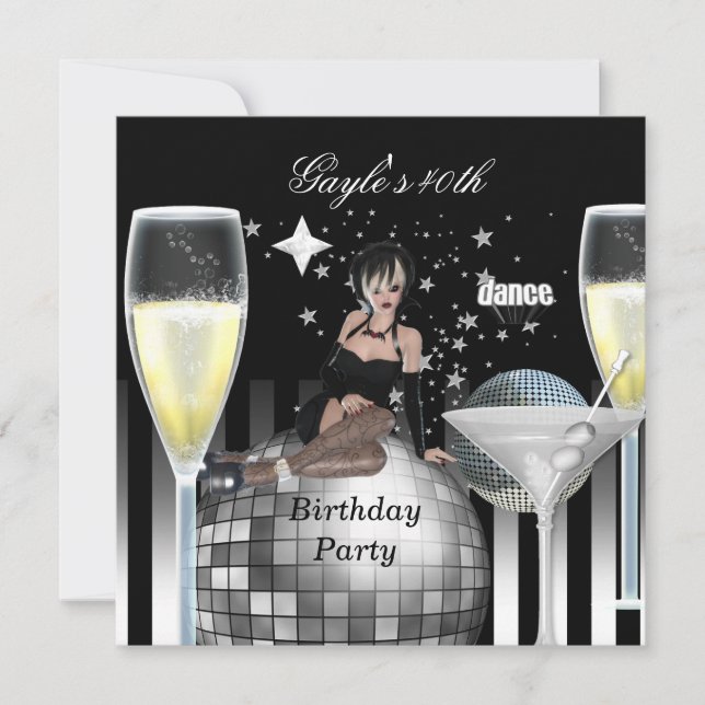 Invitation 40e fête d'anniversaire Filles Night Out Champagne (Devant)