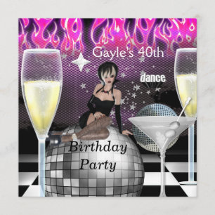 Invitation 40e fête d'anniversaire Filles Night Out Champagne