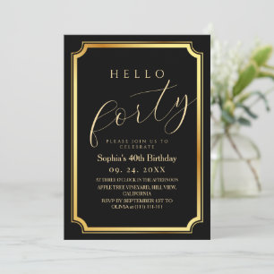 Invitation 40e fête d'anniversaire moderne et minimaliste noi