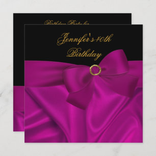 Invitation 40e fête d'anniversaire Noir Plum rose Bow