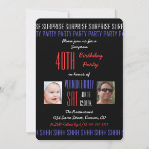 Invitation 40e fête d'anniversaire surprise pour les hommes a