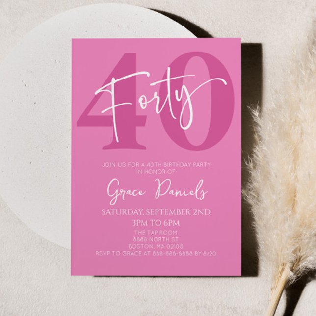 Invitation 40e fête du 40e anniversaire de Pink (Créateur téléchargé)