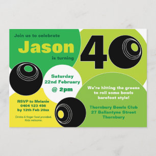 Invitation 40e pelouse Bowls Barefoot Bowling Anniversaire