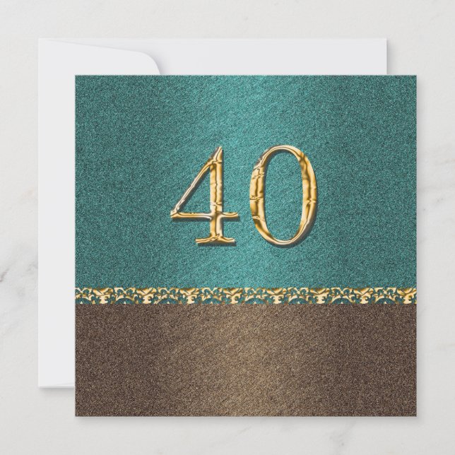 Invitation 40e soirée élégante marron bleu (Devant)