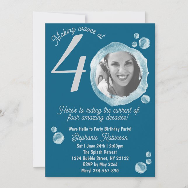Invitation 40ème année de bulles de marée Anniversaire (Devant)