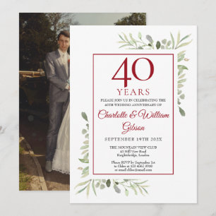 Invitation 40ème anniversaire de la Mariage Ruby Photo de la 