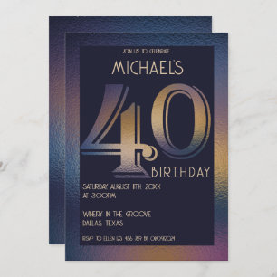 Invitation 40ème anniversaire moderne violet foncé et or