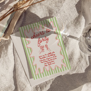 Invitation 40ème Main Tirages colorés Quarante Anniversaire