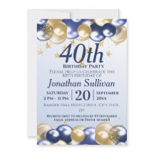 40th Birthday Navy Gold Balloons Party