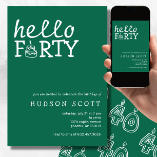 Invitation 40th Mens Anniversaire Fête Bonjour Quarante Moder