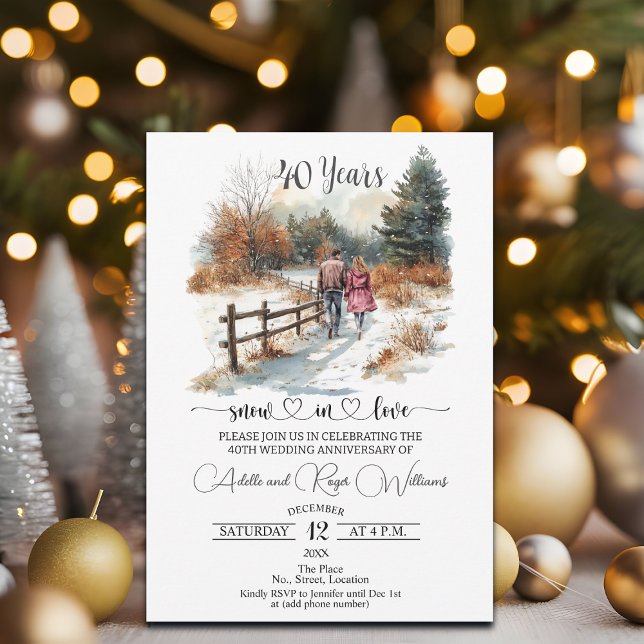 Invitation 40th Wedding Anniversary Winter Landscape Romantic (Créateur téléchargé)