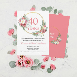 Invitation 40th Wedding Ruby Roses Anniversary