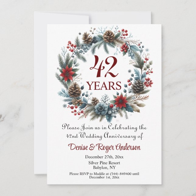 Invitation 42e anniversaire du Mariage hiver (Devant)
