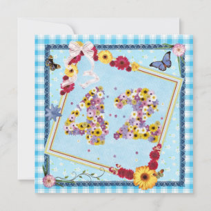 Invitation 42e fête d'anniversaire Fleurs d'invitation, papil