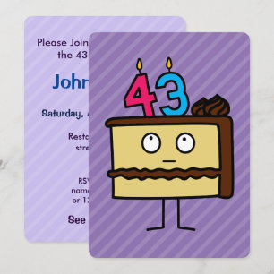 Invitation 43e gâteau d'anniversaire aux bougies
