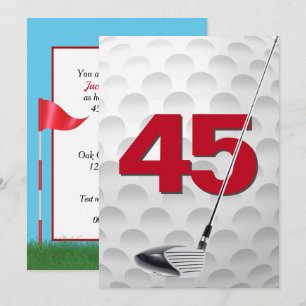 Invitation 45e Anniversaire de la fête de golf Thème