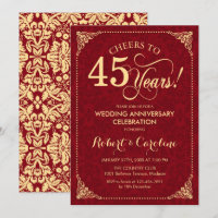 45e anniversaire de mariage - Damask or rouge rubi