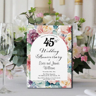 Invitation 45e anniversaire de Mariage Élégant script floral