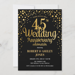 Invitation 45e anniversaire de mariage - Noir et or