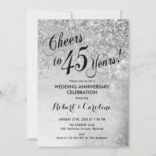 Invitation 45e anniversaire du Mariage Argent (Devant)