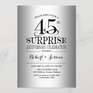 Invitation 45e anniversaire Mariage de surprise - Argent