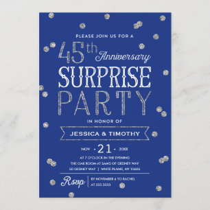 Invitation 45e anniversaire Parties scintillant Confetti Surp