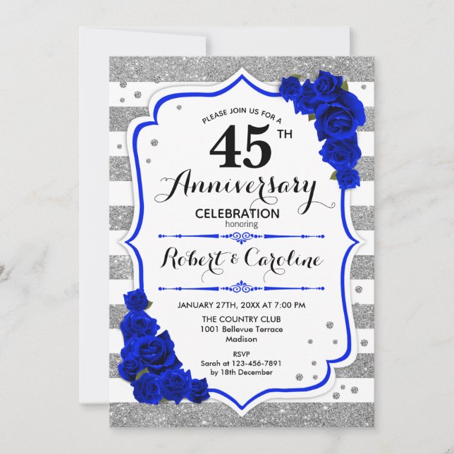 Invitation 45e anniversaire - Silver White Sapphire Blue (Devant)