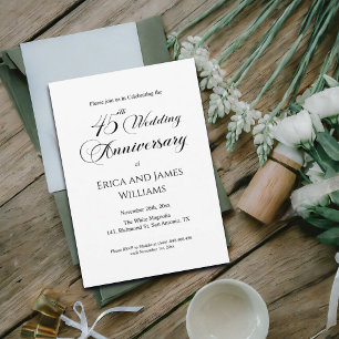 Invitation 45e Sapphire Mariage Anniversaire Élégant Script