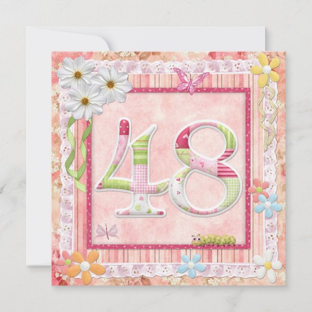 Invitation 48e anniversaire style scrapbooking (Devant)