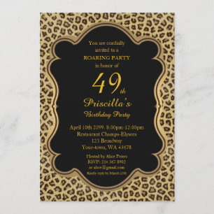 Invitation 49ème, Anniversaire 49ème, Cheetah, Noir & Or