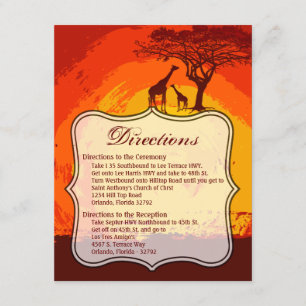 Invitation 4,25 x 5,5 Direction Card African Safari Giraffe S
