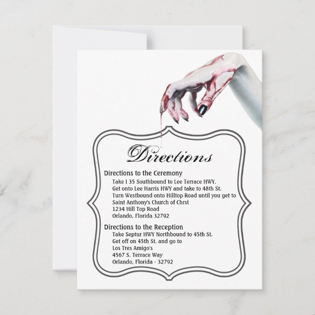 Invitation 4,25x5,5 Direction Cardv v v zombie goutte de sang (Devant)