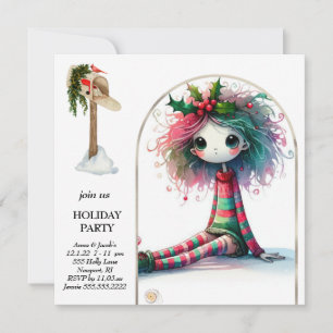 Invitation *~* 4 Imaginaire Mignonne douce femme Elf assis