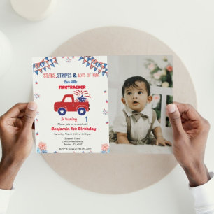 Invitation 4 juillet 1er anniversaire feu rouge et bleu