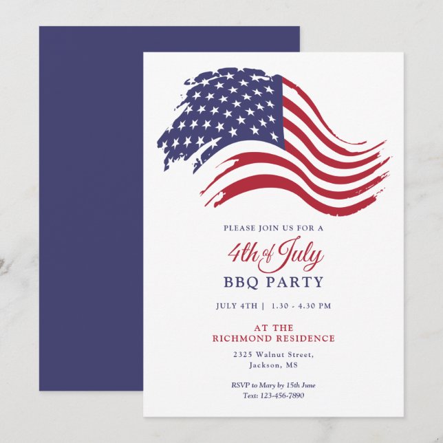 Invitation 4 juillet américaine (Devant / Derrière)