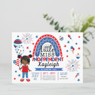 Invitation 4 juillet Anniversaire Indépendant de Little Miss 