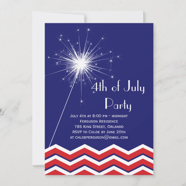 Invitation 4 juillet avec Chevrons (Devant)