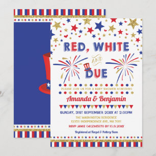 Invitation 4 juillet Baby shower rouge blanc et dû
