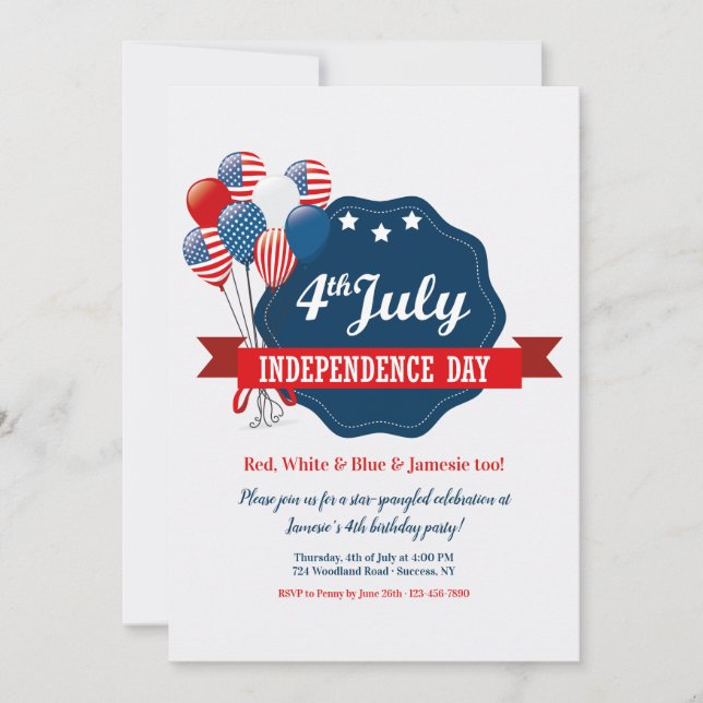 Invitation 4 juillet Ballons (Devant)