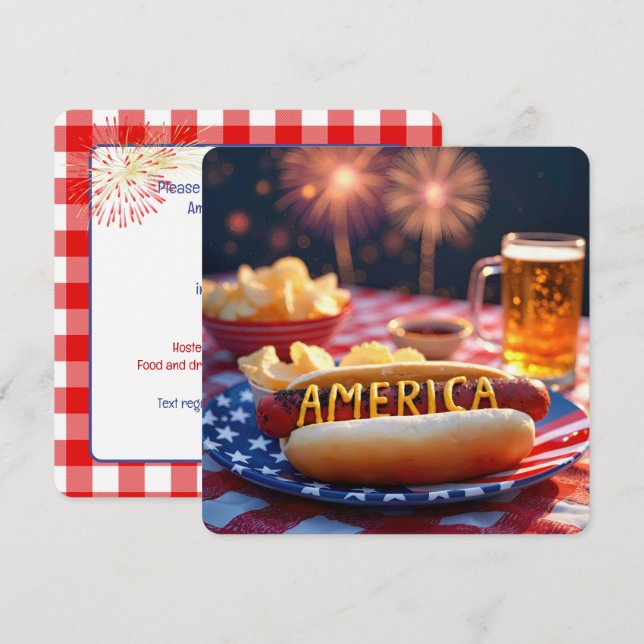 Invitation 4 juillet barbecue américain (Devant / Derrière)