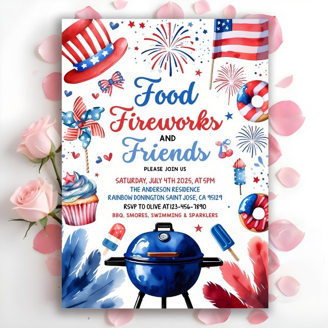 Invitation 4 juillet BBQ, Fête Aux Etats-Unis Invi (Créateur téléchargé)