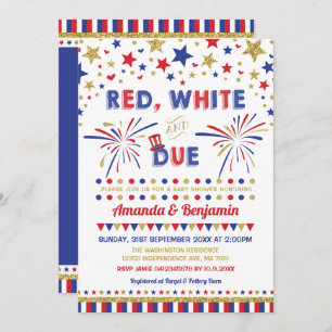 Invitation 4 juillet blanc de baby shower et dû rouges